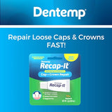 Dentemp Recap-It Cap and Crown Repair Dental Kit - Fast Acting Formula Dental Cement for Loose Caps (Pack of 3) - Temporary Cement for Crown and Bridge