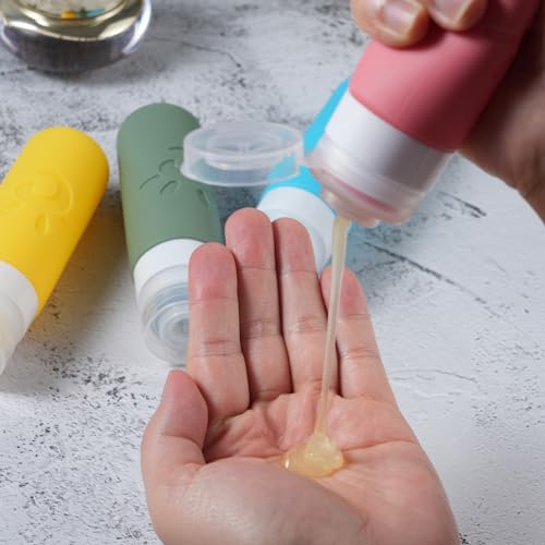 Travel Bottles for Toiletries, TSA Approved Travel Containers 3oz Leak Proof Travel Tubs Refillable Liquid Travel Accessories for Shampoo Conditioner Lotion Body Wash(Multicolored F)