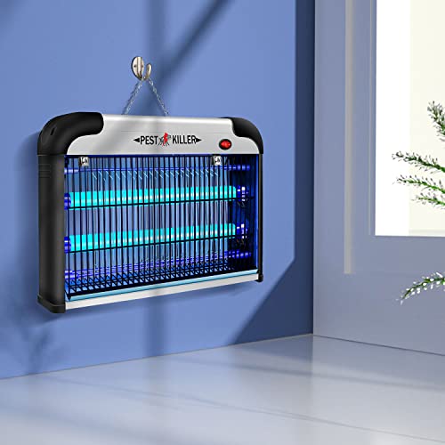 Indoor Electric Bug Zapper, 2800V Powerful Flying Insect Mosquito Killer w/ 20W Blue Light Attract, Plug-in Pest Control Machine for Moth, Fruit Fly, Fungus Gnat, Garage Bug Catcher/Eliminator/Trap