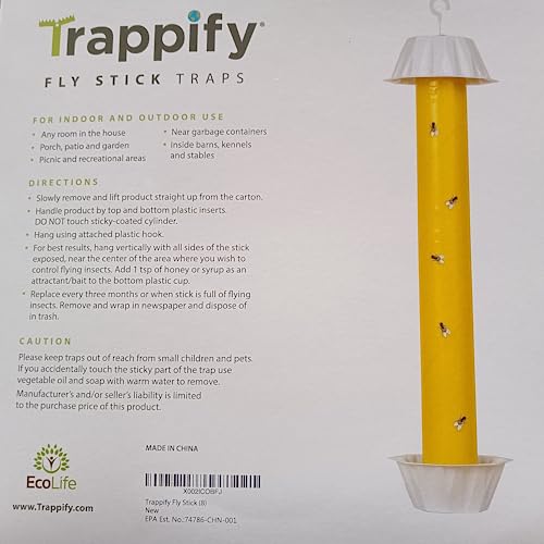 Trappify Hanging Fly Traps Outdoor: Fruit Fly Traps for Indoors | Fly Catcher, Gnat, Mosquito, & Flying Insect Catchers for Inside Home - Disposable Sticky Fly Trap for Indoor House Pest Control