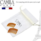 Camila Paris CP3330 French Hair Side Comb, 3 inch Small Amber, French Twist Hair Combs Decorative, Strong Hold Hair Clips for Women Bun Chignon Up-Do Styling Girls Hair Accessories, Made in France