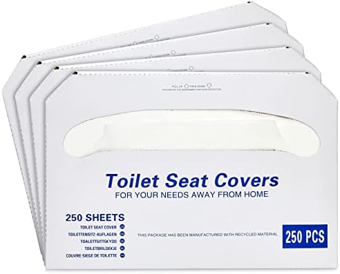 Juvale 4 Pack of 250 Pieces Disposable Toilet Seat Covers, Flushable Paper Cover for Bathroom, Travel Accessories, Kids, Adults, 14 x 16 In (1000 Pack)