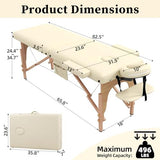 civama Massage Table Massage Bed Portable, 29 LBs Light Weight Foldable Tattoo Facial Care Spa Lash Bed Aluminum Frame with Accessories Carrying Bag, Beige
