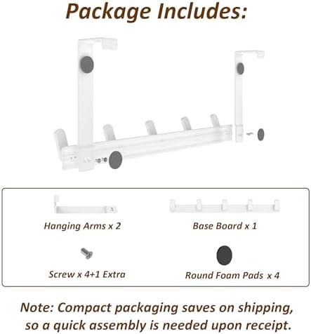 KitchLife Over The Door Hooks Hanger with Extended Arms for Easy Use by Women, Fits 1 3/4" Doors, L18U - Bathroom Accessories and Towel Rack Organization - 1 Pack, White