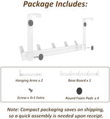 KitchLife Over The Door Hooks Hanger with Extended Arms for Easy Use by Women, Fits 1 3/4" Doors, L18U - Bathroom Accessories and Towel Rack Organization - 1 Pack, White