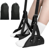 TESSAN Airplane Foot Rest, Leg Hammock for Plane Travel Essentials, Adjustable Flight Accessories Foot Rest, Memory Foam Swing Feet Hammock for Flying, Office, Home, Car, Train, 2 Pack, Black