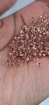 Transparent Gold Lined Loc sprinkle Hair Beads, Crystal Clear DreaLock Hair Accessories (Rose Gold Sprinkles)