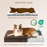 EHEYCIGA Orthopedic Foam Dog Bed for Large Dogs, 35"L x 23"W x 3.5"Th, Brown