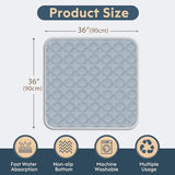 Washable Pee Pads for Dogs - 2 Pack Reusable Pee Pads with Dog Paw Shape Non-Slip Backing (Light Grey, 36" X 36")