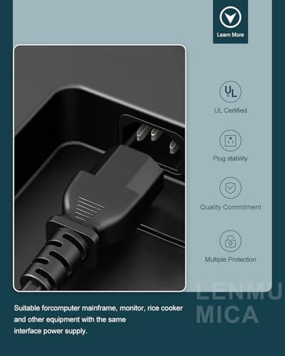 Amplifier Power Cord for ION Pathfinder 2 3 4 Speaker, Musical Vox Guitar Amp, ION Block Rocker iPA76C iPA76A iPA76S IPA23 Block Party & Live Replacement 18AWG Charger Supply Cable 3 Feet