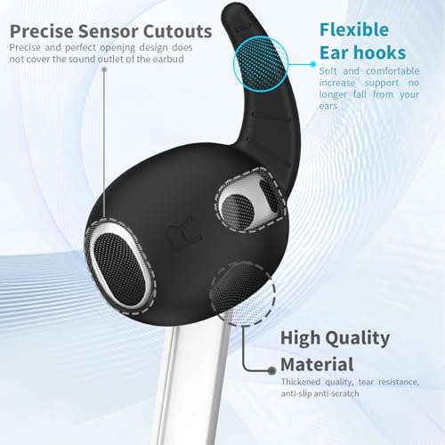 [5 Pairs] Ear Hooks Covers for Samsung Galaxy Buds 3, Anti-Slip Sport Ear Tips Covers Silicone Wingtip Anti Scratches Eartip Galaxy Buds 3 Earbuds Accessories -Black