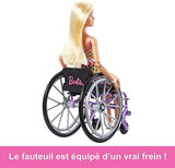 Barbie Fashionistas Doll #194 with Wheelchair & Ramp, Straight Blonde Hair & Rainbow Romper with Accessories