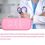 BOVKE Stethoscope Case fits 3M Littmann Classic III Monitoring Stethoscope, Lightweight II S.E, MDF Acoustica, Cardiology IV Diagnostic Stethoscope Holder with Pocket for Nurse Accessories, Pearl Pink