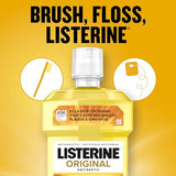 Listerine Original Antiseptic Oral Care Mouthwash to Kill 99% of Germs That Cause Bad Breath, Plaque and Gingivitis, ADA-Accepted Mouthwash, Original Flavored Oral Rinse, Twin Pack, 2 x 1 L
