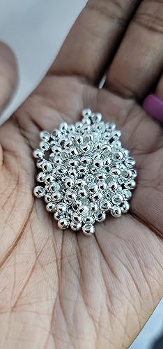 Metal Loc sprinkle Hair Beads, DreaLock Hair Accessories, Loc Jewelry (Sterling Silver Plated Brass, 6/0 4mm)