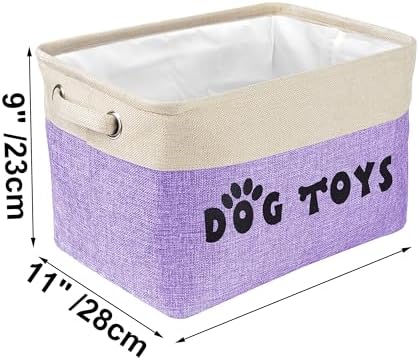 PET ARTIST Dog Toy Basket Bin- Rectangular Storage Box Chest Organizer for Dog Toys,Dog Coats,Dog Clothing,Dog Apparel & Accessories,Purple