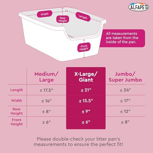 Alfapet Elastic Cat Litter Box Liners - Extra Giant 10 Count - Tear-Resistant Cat Litter Bags - Waterproof Kitty Litter Liners - Fits Litter box Pan Sizes XL, Giant, X-Giant, 37" x 18", 20 lb Capacity