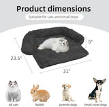 Calming Dog Bed Fluffy Plush Dog Mat for Furniture Protector with Removable Washable Cover for Large Medium Small Dogs and Cats (XS(31“x23.5”x5“), Dark Grey)