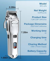oneisall Dog Clippers for Grooming for Thick Heavy Coats/Low Noise Rechargeable Cordless Pet Shaver with Stainless Steel Blade/Waterproof Dog Shaver for Dogs Pets and Animals (Sliver)