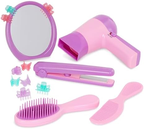 Battat- Play Circle- Hair Dryer With Sounds & Air – Carrying Case – Salon Accessories- Pretend Play Toys- Beauty Shop- 3 years + (15 Pieces)