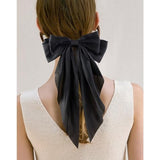 Canitor Hair Bows for Women Silky Satin Hair Ribbon Hair Barrettes Clip Oversized Long Tail Black White Hair Bows Cute Aesthetic Coquette Hair Accessories Preppy Teen Girl Gifts Trendy Stuff Things