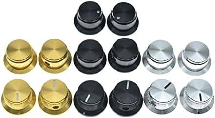 4-Pack Set Screw Style Aluminium Potentiometer Knobs 1/4" Universal Top Hat Knobs Bell Volume Tone Control Knobs for Guitar/Bass/AMPS/Preamps Black