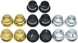 4-Pack Set Screw Style Aluminium Potentiometer Knobs 1/4" Universal Top Hat Knobs Bell Volume Tone Control Knobs for Guitar/Bass/AMPS/Preamps Black