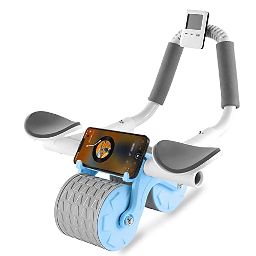 2023 New Ab Roller Wheel with Knee Mat &Timer, Automatic Rebound Abdominal Wheel, Ab Abdominal Exercise Roller with Elbow Support, Abs Workout Equipment Ab Exercise Roller for Women Men