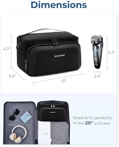 BAGSMART Toiletry Bag for Men, Wide Opening Travel Bag for Toiletries, Dopp Kit Water Resistant Shaving Hygiene Bag for Bathroom Shower, Toiletries Accessories,Travel Essentials (Navy Blue)