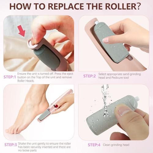 Pedicures Replacement Heads for Haootadiy Flawless Pedi, Eelectric Tool Foot File, Pedi Replacement Roller Head fit Finishing Touch Flawless Pedi