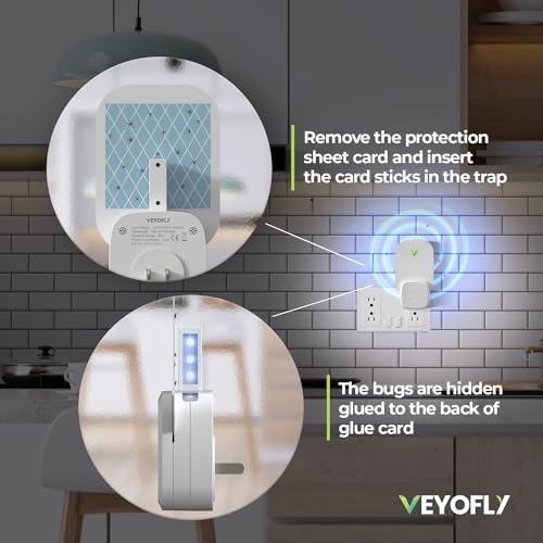 VEYOFLY Flying Insect Trap Refill- Plug in Bug Catcher Indoor Refills, Indoor Fly Trap, Indoor Fly Trap,Trap for Mosquitos, Bugs, Insects, Gnats, Moth and Fruit Flies -Plug in Refill (Pack of 10)