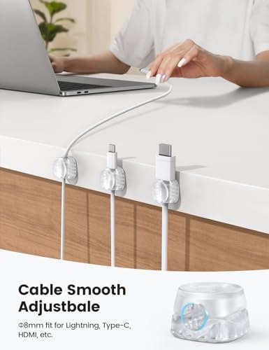 6Pack Cord Organizer, Desk Accessories - Lamicall Clear Desktop Cord Management, Phone Charger Office Workspace Organizer Accessories, Nightstand Wire Keeper Desk Decor, Office Desktop Must Haves