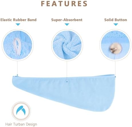 AIDEA Microfiber Hair Towel Wrap, 5 Pack Hair Turbans, Super Absorbent Quick Dry Hair Towel Wrap for All Hair Types Anti Frizz, Hair Accessories for Women, 26"×10"