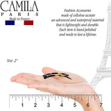 Camila Paris CP1993/2 French Hair Barrette Clip for Women, Handmade, Side Slide-in Metal-Free Closure Strong Hold Grip Hair Clips for Girls, No Slip Durable Styling Hair Accessories, Made in France