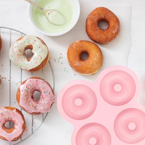 2 Pcs Air Fryer Donut Mold,Donut Pan,Reusable Donut Molds, Silicone doughnut mold, Cavity Non-Stick Bagel Pan,Ninja 2qt-8qt Air Fryer Accessories, Donut Pan for Baking