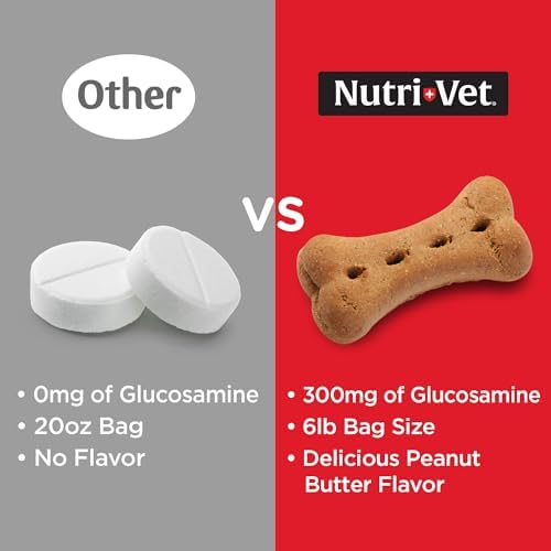 Nutri-Vet Hip & Joint Biscuits for Dogs - Tasty Dog Glucosamine Treat & Dog Joint Supplement - Large Sized Biscuit with 300mg Glucosamine - 6 lb