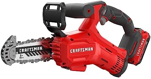 CRAFTSMAN V20 Cordless Pruning Saw, 6" Chain, Small Chainsaw with Battery and Charger Included (CMCCS320D1) & CMZCSC6 6" Chainsaw Replacement Chain
