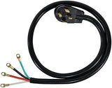 Certified Appliance Accessories 40-Amp Appliance Power Cord, 4 Prong Range Cord, 4 Wires with Eyelet Connectors, 4 Feet, Copper Wire