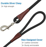 MayPaw 4/6 /8/10 FT Dog Leash, Classic Solid Colors, Strong Nylon Rope Dog Leash Reinforced with Leather Tailor Connection Heavy Duty Silver Clasp