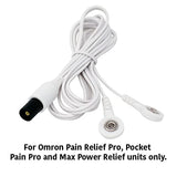 TENS Lead Wires Compatible with Omron Electrotherapy Devices with Snap Connectors. Replacement Lead Wires Compatible with Omron TENS Units: Max, Pro, Pocket. Discount TENS Brand.