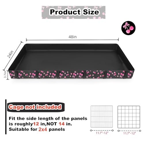 DZWLKJ Guinea Pig Cage Liner,Washable Tarp Bottom Base,Cherry Graphic,24"x48", Reusable for Rabbit, Chinchilla, Hedgehog, Ferret & Other Small Animals.