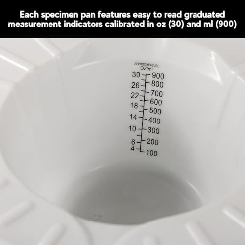 Graduated Specimen Collector Pans [Pack of 1] Toilet Nursing Hat for Urine, Vomit & Stool Collection Fits Over Toilets and Commodes - 30 oz for Women and Elderly