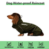WienieDay Dachshund Full Body Dog Raincoat, Waterproof 4-Leg Jacket with Removable Belly Flap, Lightweight Reflective Hooded Dog Coat for mini Dachshund Small Medium Dogs (X-Large(20-25lbs))