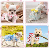 5 Pieces Dog Clothes Girl Dog Dresses Floral Puppy Dresses Pet Cat Princess Bowknot Clothes Cute Puppy Summer Outfits for Yorkie Female Cat Pets, 5 Styles(Cute Style,Medium)