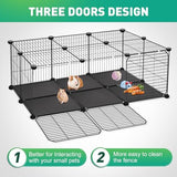 22 Panels Pet Playpen, Small Animal Playpen with Doors and Top, C&C Cage for Guinea Pigs, Rabbit, Bunny, Hedgehogs, Chinchillas, Rabbit Play Pen Indoor Outdoor, Metal Wire Yard Fence