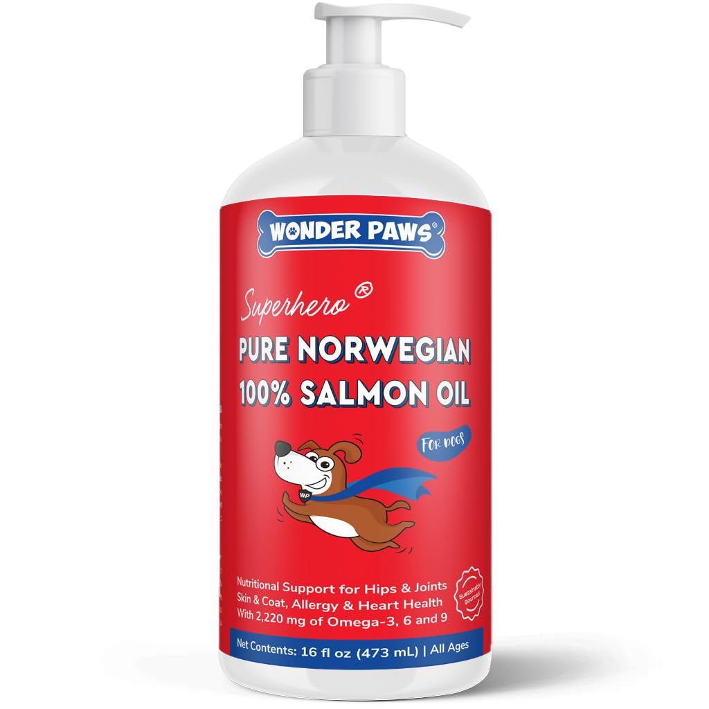 Premium Salmon Oil for Dogs – Pure Norwegian Salmon Oil High in Omega 3 EPA & DHA -Powerful Fish Oil for Dogs Skin & Coat, Hip & Joints, Allergies & Itchy Skin – Omega 3 Fish Oil for Dogs-16oz Liquid