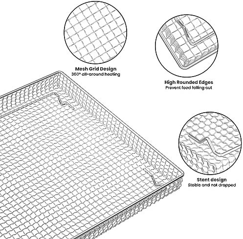 Stainless Steel Baking Tray Pan and Air Fryer Basket Compatible with Cuisinart Airfryer TOA-060 and TOA-065 for Cuisinart air fryer replacement parts