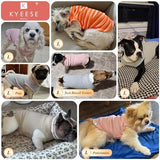 KYEESE 2Pack Waffle Dog Shirts for Small Dogs Stretchy Dog T-Shirts Lightweight Dog Tank Top Sleeveless Striped Dog Shirt Vest Breathable Cat Shirt, Large, Orange+Striped
