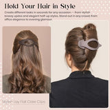 6 PCS Large Flat Hair Clips for Women Girls, French Concord Lay Down Hair Claw Clips for Thick Thin Hair, Comfortable Curved Flat Clips, Matte Non-slip Strong Hold Hair Accessories, Neutral