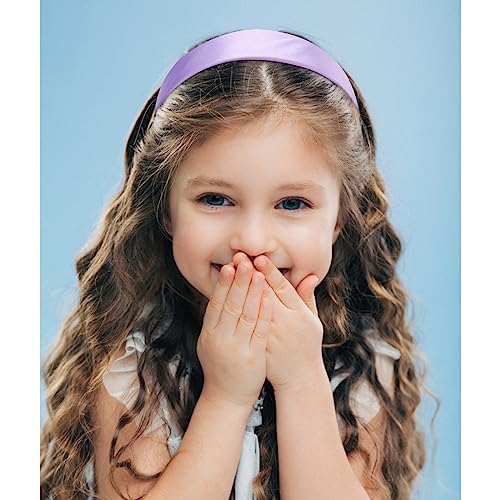 VELSCRUN Headbands for Women Girls 1.6 Inch Purple Satin Wide Headband Head Bands for Womens Hair Solid Simple Fashion Hair Bands Cosplay Halloween Hair Accessories Gifts for Mothers Sisters
